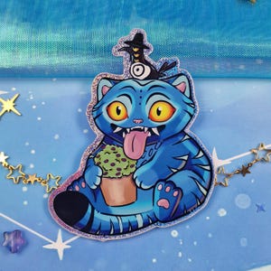 K-Pop Dämonenjäger | Kollektion | Tigerkrähe | Fantasie Tier | Derpy Holographische Aufkleber | Blauer Tiger | Geschenk Bild 4