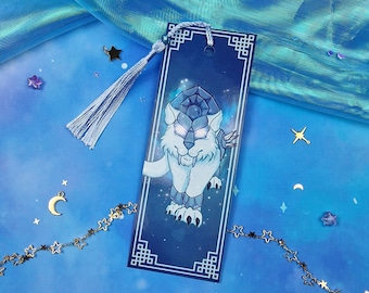 Spectral Ethereal Tiger Bookmark | Celestial Spirit Beast | Glossy or Shattered Glass | Fantasy Game-Inspired Book Gift | Mystical Feline