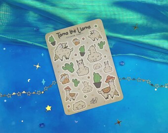 Tama the Llama Sticker Sheet | Cute Kawaii Stickers | Scrapbooking | Planner Labels | Journaling | Decorating | Cosy Vinyl Stickers | Gift