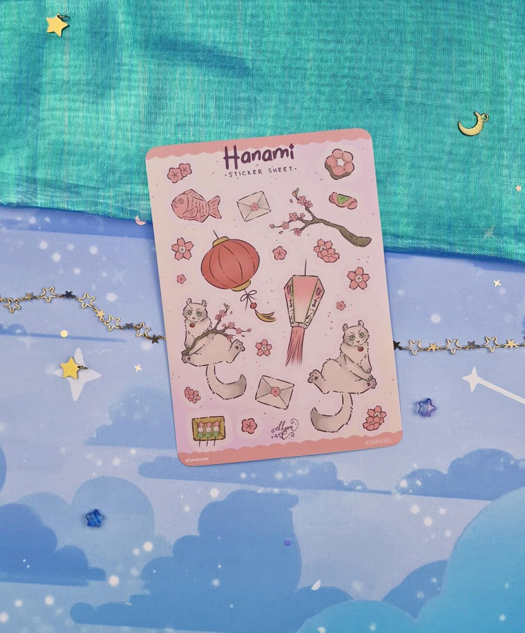 Hanami Sticker Sheet | Cherry Blossom Cat | Kawaii Spring Stickers ...