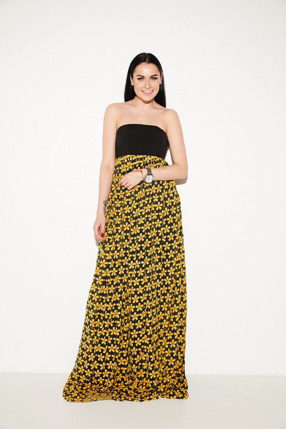 Tube Dress Maxi Flower Dress Long Off Shoulder Dress Strapless Sundress Beach Dress Boho Evening Dresses For Women Maxi Summer Dress