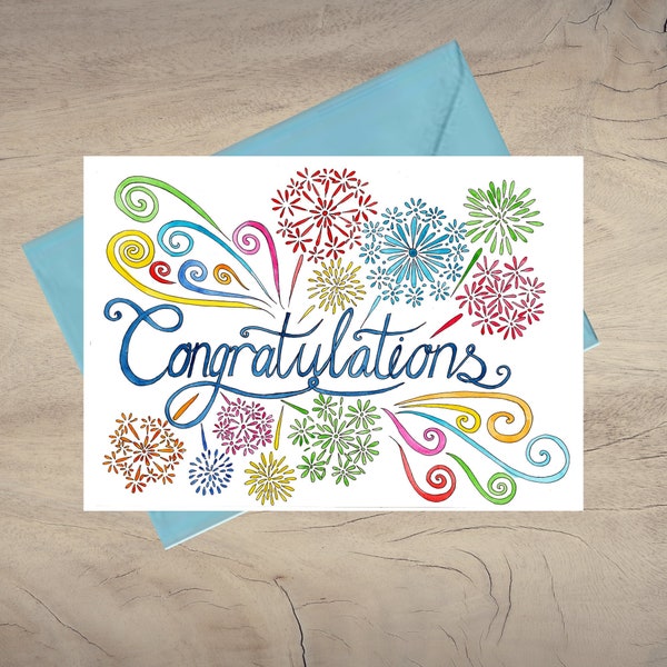 Congratulations Card / Printable congratulations Card / Instant Download Congratulations card/ Printable greeting card / Fireworks