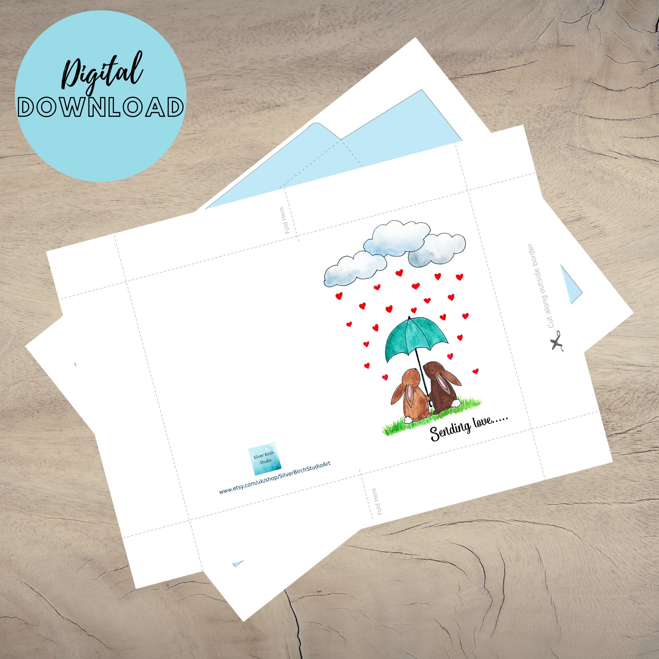 Sending Love Card / Printable Card/ Love Card /thinking of You Card ...
