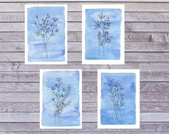 Afdrukbare bloemen ansichtkaarten, kunst ansichtkaarten, ansichtkaarten set, bloemenkaart, botanische ansichtkaarten, natuur ansichtkaarten, instant download ansichtkaarten,