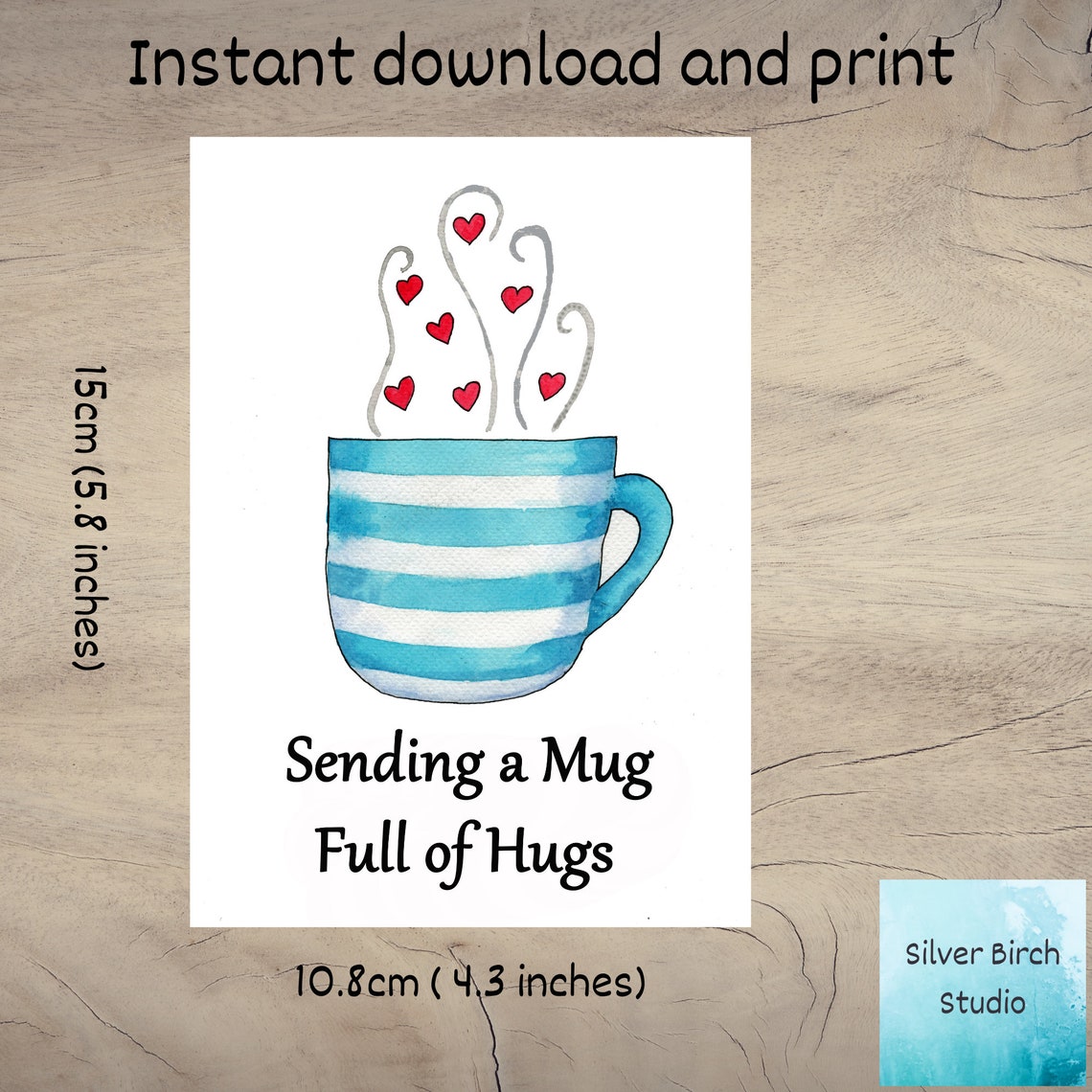 Sending Hugs / Printable Encouragement Card/ Friend Card /thinking of ...
