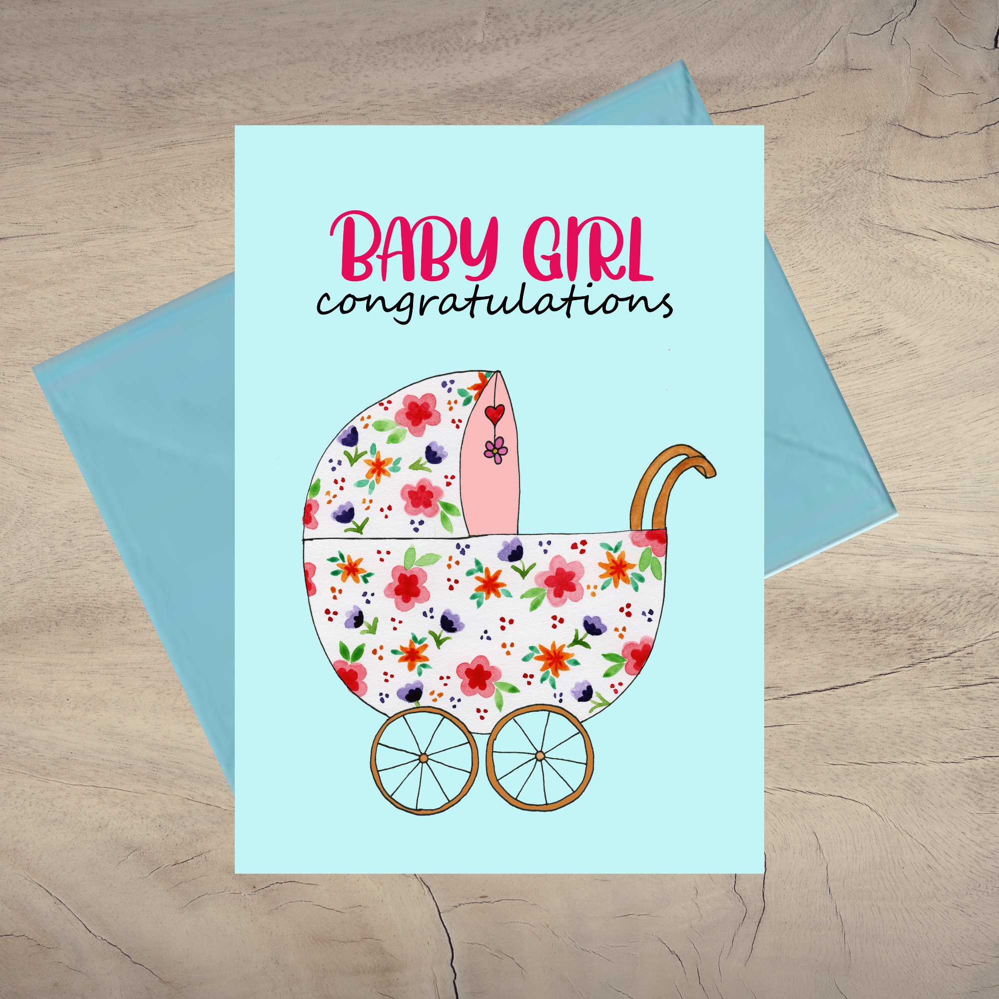 New Baby Girl Card/printable New Baby Card/ Instant Download New Baby ...