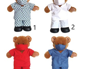 Handmade Doll Clothes Hospital Scrubs with Mask Nurse Doctor fit 15" Teddy Bear Build-a-Bear G-4