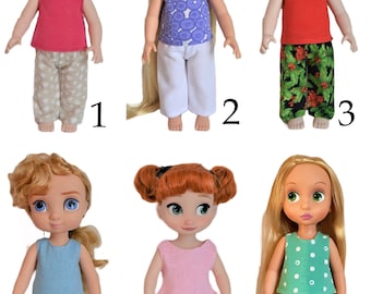 Handmade Doll Clothes Pajamas 2 Pc Set fit Disney Animators Collection 16" Elsa Anna Toddler Dolls
