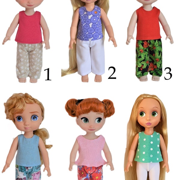 Handmade Doll Clothes Pajamas 2 Pc Set fit Disney Animators Collection 16" Elsa Anna Toddler Dolls