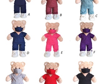 Handmade Doll Clothes Hospital Scrubs with Mask Nurse Doctor fit 17" Teddy Bear Build-a-Bear