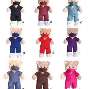 Handmade Doll Clothes Hospital Scrubs with Mask Nurse Doctor fit 17" Teddy Bear Build-a-Bear