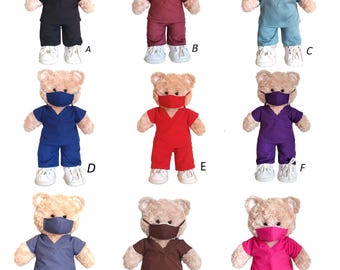 Handmade Doll Clothes Hospital Scrubs with Mask Nurse Doctor fit 17" Teddy Bear Build-a-Bear