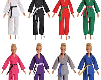 Handmade Doll Clothes Karate Uniform Gi Assorted Colors Judo TKD fit 11" Girl Dolls UNIFORM ONLY