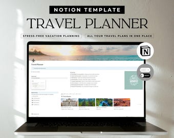 Notion-reisplannersjabloon, organisator vakantieroute (digitale download)