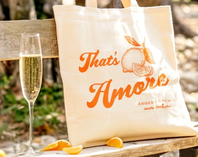 Thats Amore Custom Canvas Tote Bag Beach Bachelorette Party Favors ...