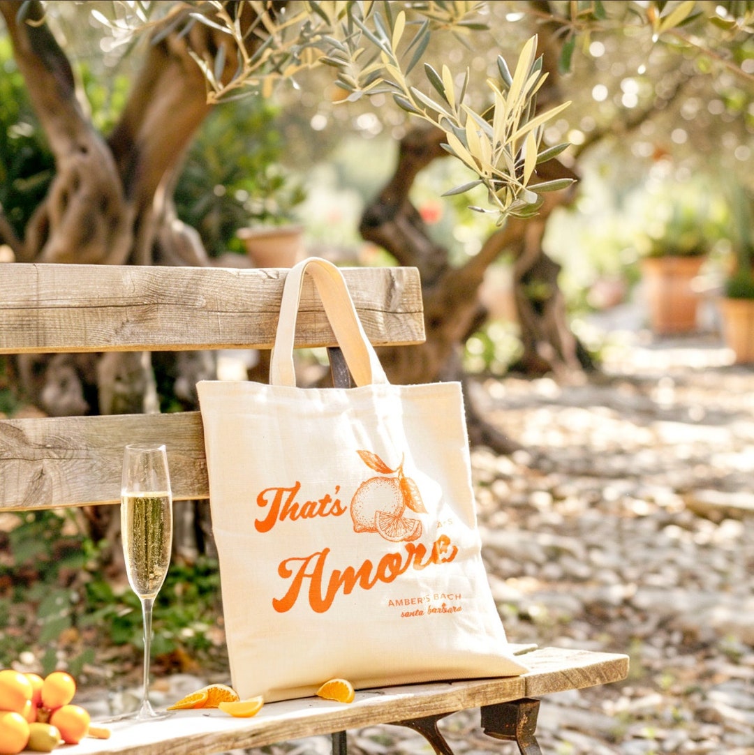 Thats Amore Custom Canvas Tote Bag Beach Bachelorette Party Favors ...
