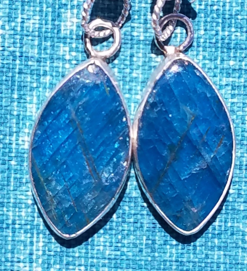Apatite Earrings Drop Dangle Caribbean Blue