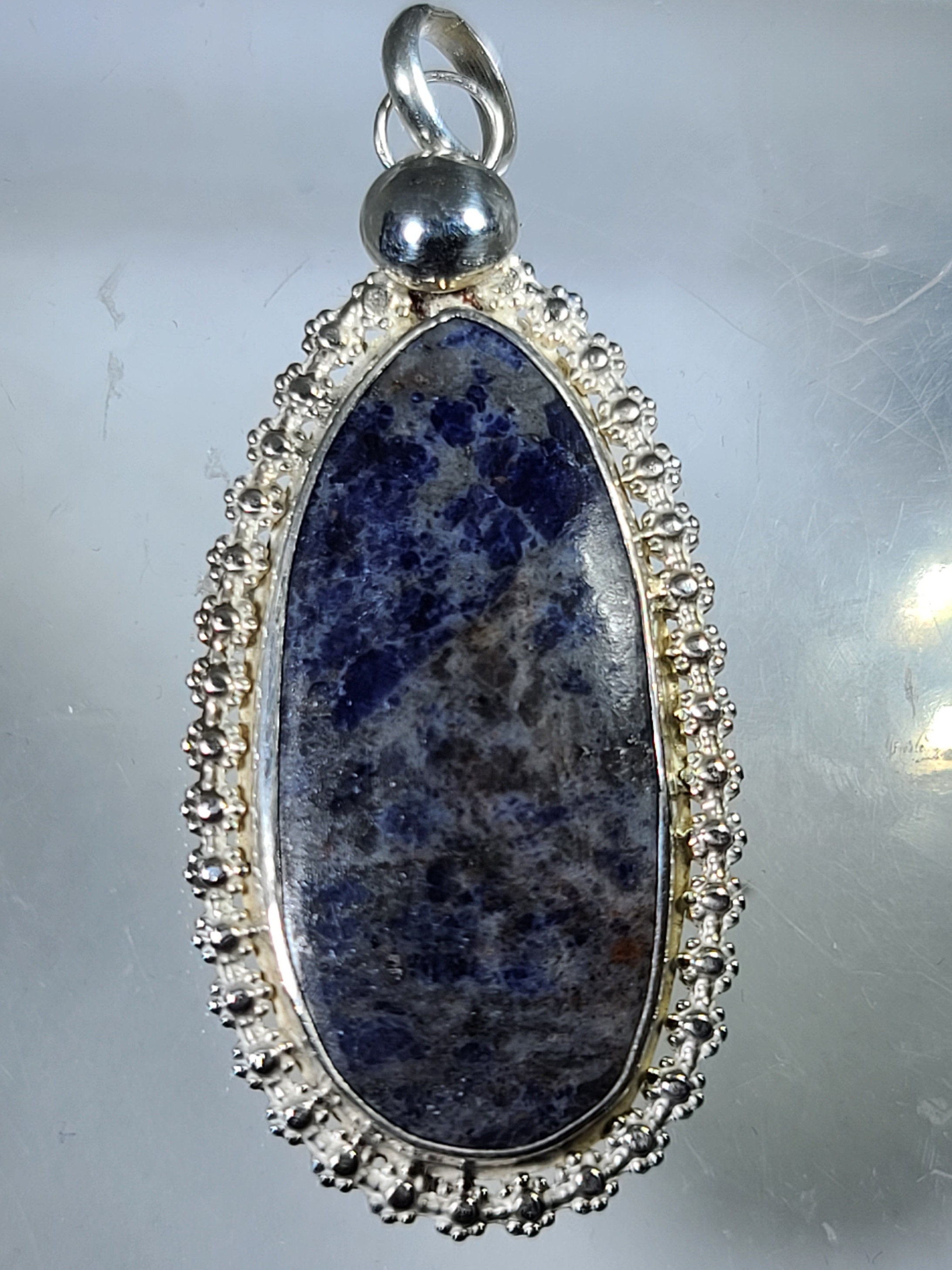 VIDEO Lapis Lazuli Pakistan pendant set in silver Pyrite Blue