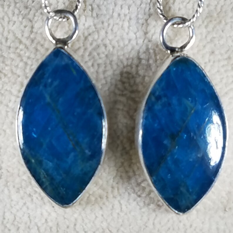 Apatite Earrings Drop Dangle Caribbean Blue