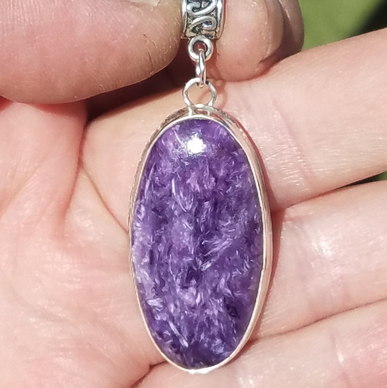 Charoite Russian Pendant set in silver Rare gem
