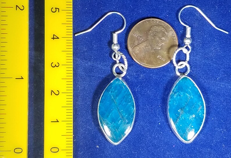 Apatite Earrings Drop Dangle Caribbean Blue