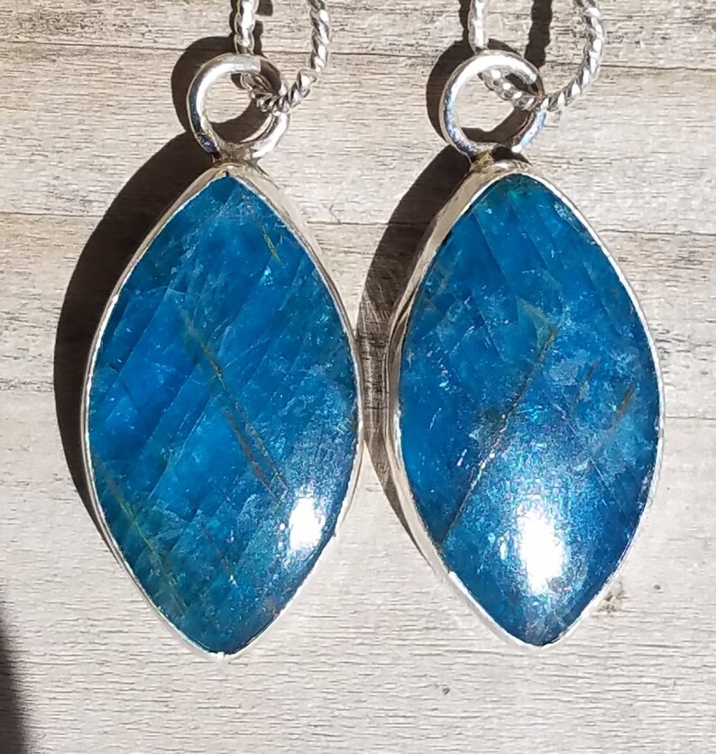 Apatite Earrings Drop  Dangle Caribbean Blue