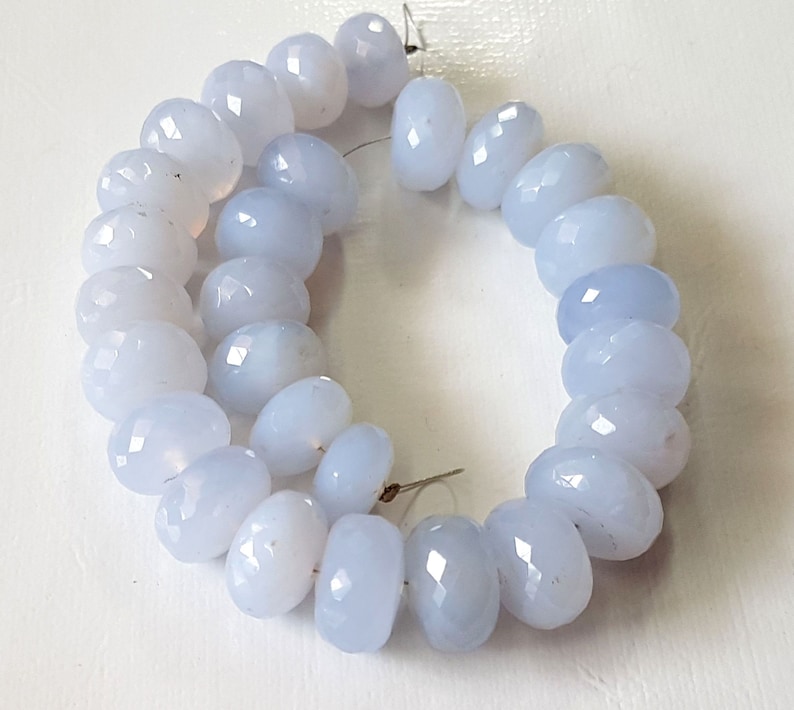 NATURAL Chalcedony Faceted rondelle shape beads Gemstone 8 mm to 12 mm Approx Size Rondelle beads 8 inch strand approx  M No 3127
