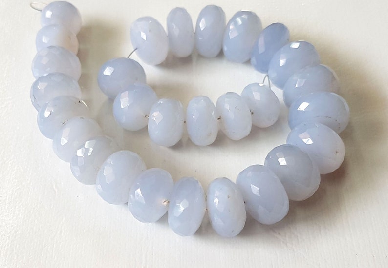 NATURAL Chalcedony Faceted rondelle shape beads Gemstone 8 mm to 12 mm Approx Size Rondelle beads 8 inch strand approx M No 3127