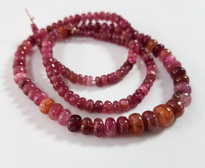 6111 Natural Pink Tourmaline Smooth rondelle shape beads Gemstone 18 inch strand approx 2 mm to 8 mm Approx size rondelles M No