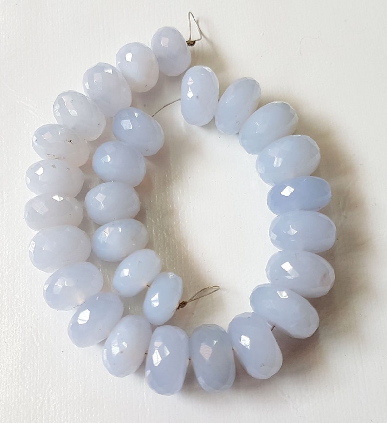 NATURAL Chalcedony Faceted rondelle shape beads Gemstone 8 mm to 12 mm Approx Size Rondelle beads 8 inch strand approx M No 3127