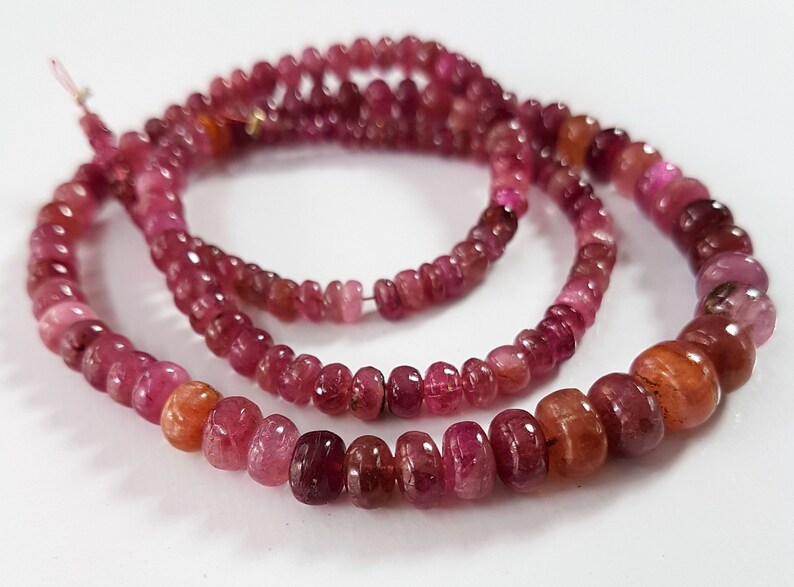 6111 Natural Pink Tourmaline Smooth rondelle shape beads Gemstone 18 inch strand approx 2 mm to 8 mm Approx size rondelles M No