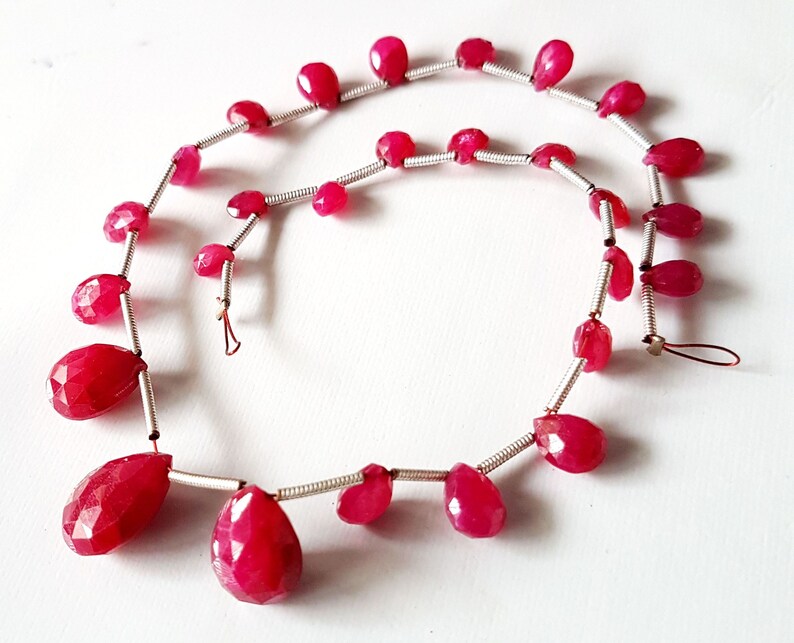 Ruby faceted pear shape beads Gemstone 4x5 mm to 9x12 mm Approx Size pear beads 10 inch strand approx M No 2739