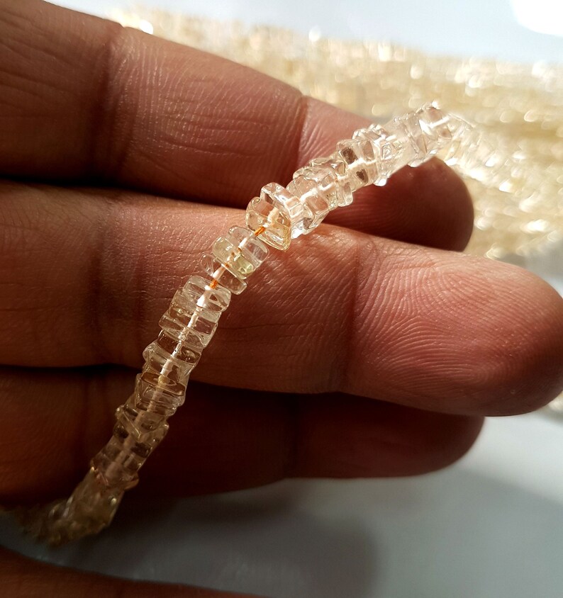 4583 Natural Citrine Smooth Heishi shape beads Gemstone 3 mm to 4 mm Approx size Heishi 16 inch strand approx M No.
