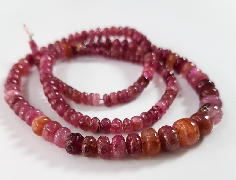 6111 Natural Pink Tourmaline Smooth rondelle shape beads Gemstone 18 inch strand approx 2 mm to 8 mm Approx size rondelles M No
