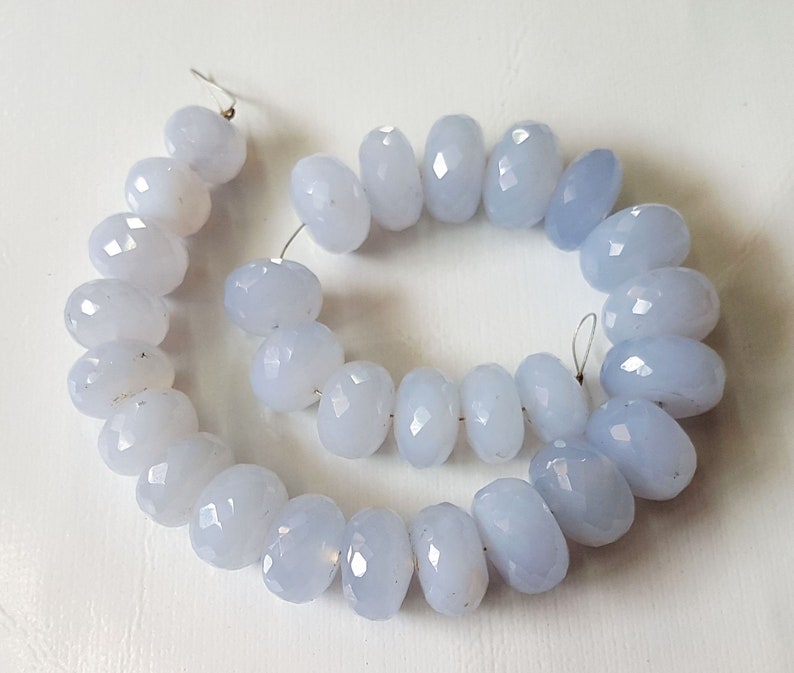 NATURAL Chalcedony Faceted rondelle shape beads Gemstone 8 mm to 12 mm Approx Size Rondelle beads 8 inch strand approx M No 3127