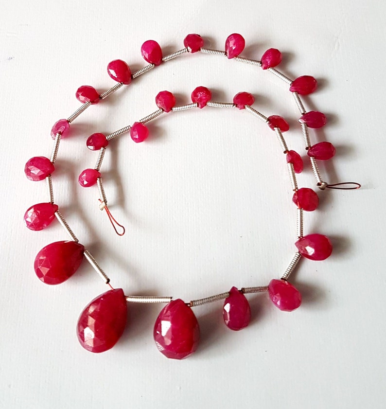 Ruby faceted pear shape beads Gemstone 4x5 mm to 9x12 mm Approx Size pear beads 10 inch strand approx M No 2739