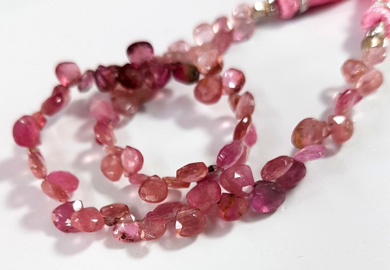 5512 Natural Shaded Pink Tourmaline faceted Heart shape beads 8 inch strand approx 3.5X3.5 mm to 5X5 mm Approx faceted Heart shape M No