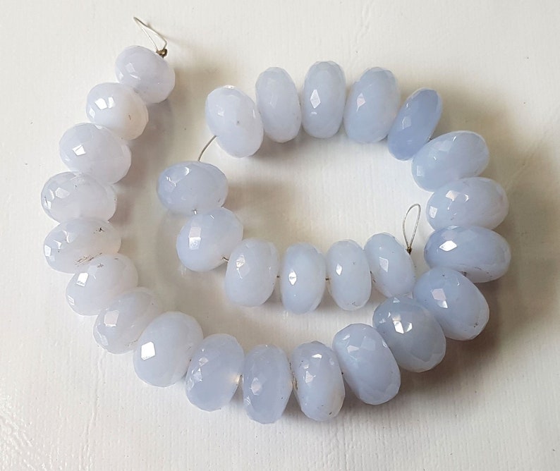 NATURAL Chalcedony Faceted rondelle shape beads Gemstone 8 mm to 12 mm Approx Size Rondelle beads 8 inch strand approx M No 3127