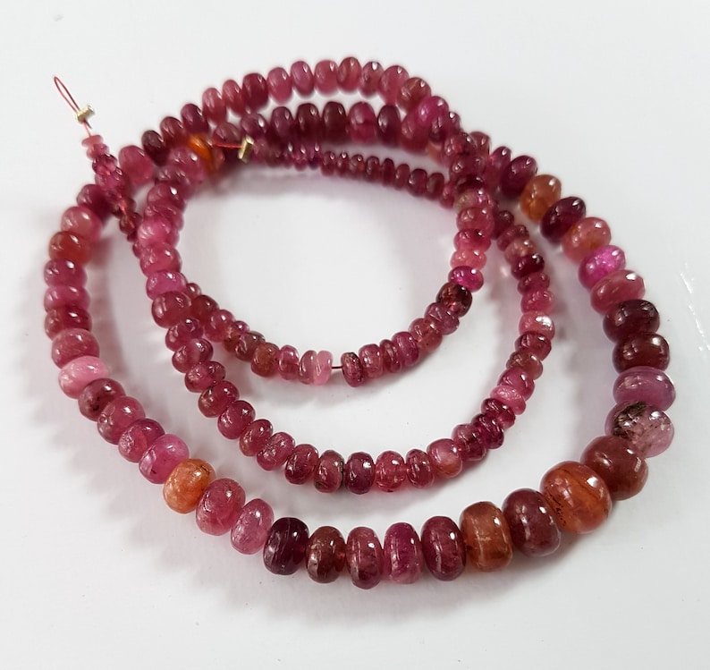 6111 Natural Pink Tourmaline Smooth rondelle shape beads Gemstone 18 inch strand approx 2 mm to 8 mm Approx size rondelles M No