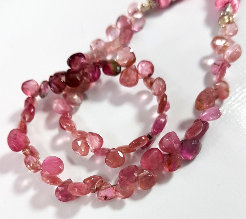 5512 Natural Shaded Pink Tourmaline faceted Heart shape beads 8 inch strand approx 3.5X3.5 mm to 5X5 mm Approx faceted Heart shape M No