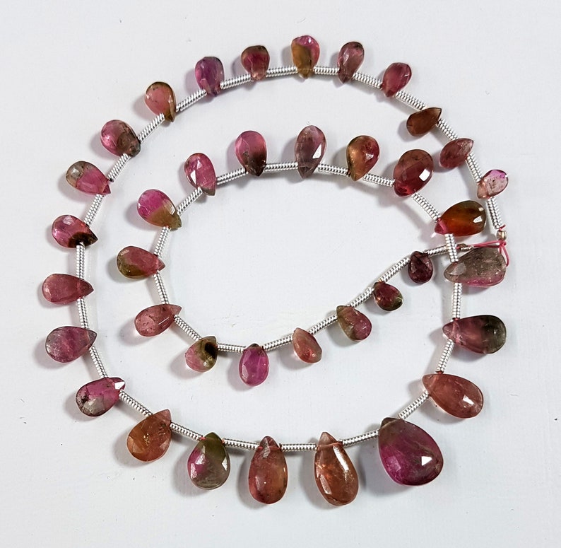 Amazing Brand new Natural WATERMELON TOURMALINE fancy shaped briolettes 5x7 to 8x13 mm 7 inch strand Approx Rare tourmaline E4214