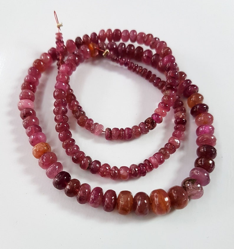 6111 Natural Pink Tourmaline Smooth rondelle shape beads Gemstone 18 inch strand approx 2 mm to 8 mm Approx size rondelles M No