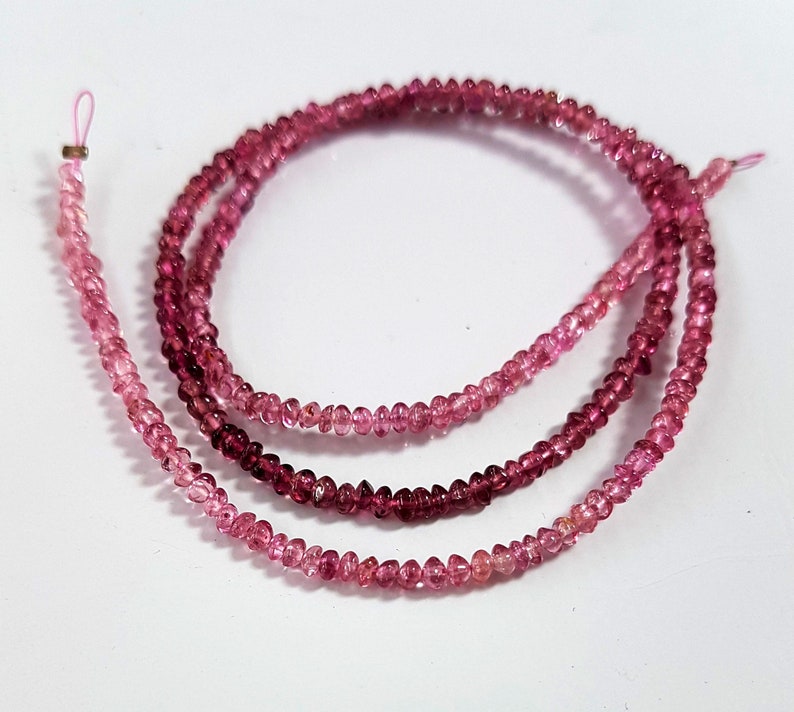 Natural Pink Tourmaline Smooth rondelle shape beads Gemstone 2 mm to 2.5 mm Approx size rondelles 15.5 inch strand approx M No 5993