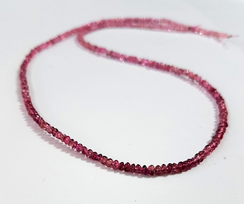Natural Pink Tourmaline Smooth rondelle shape beads Gemstone 2 mm to 2.5 mm Approx size rondelles 15.5 inch strand approx M No 5993