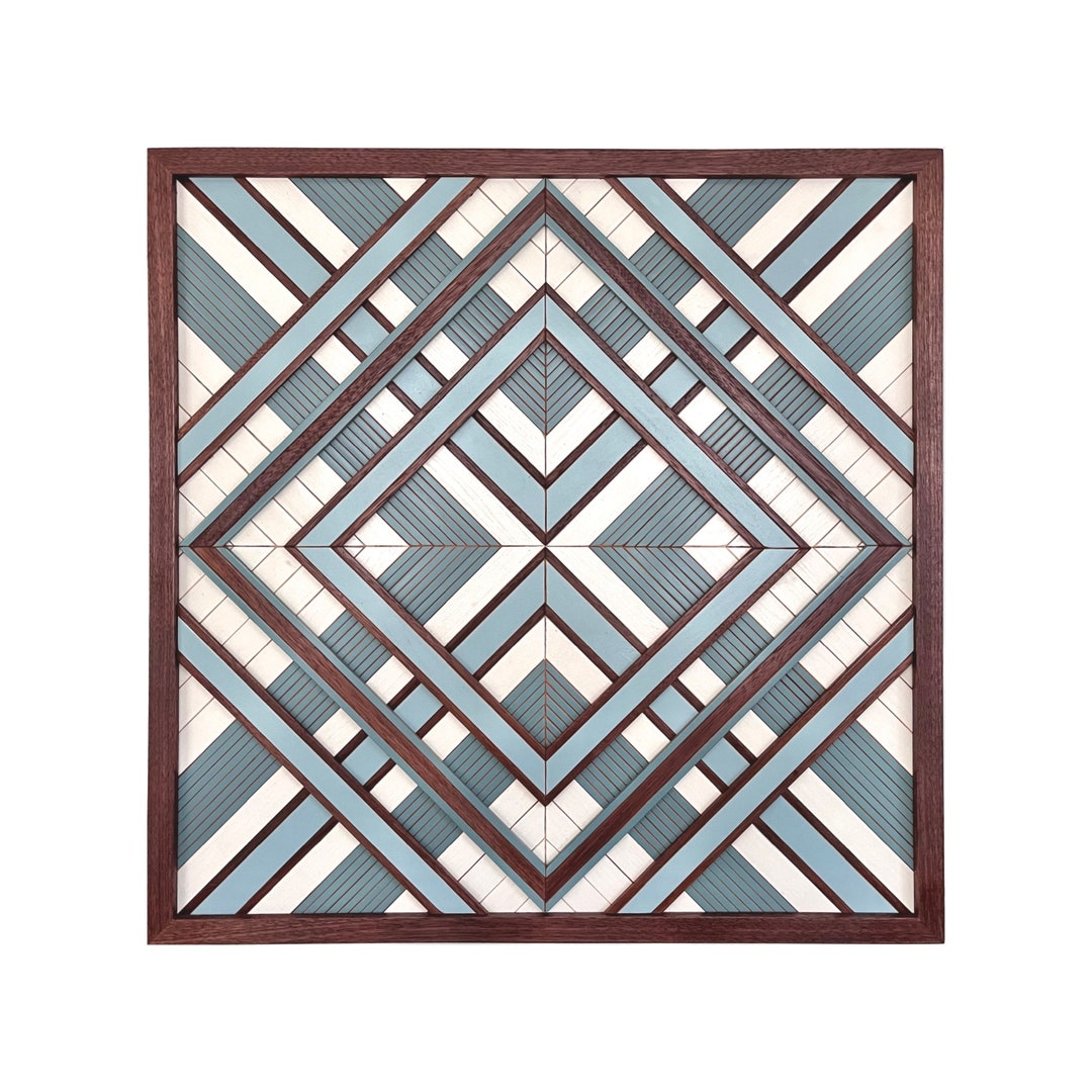 Wood Mosaic Wall Art Geometric Wall Art Modern Home Decor Etsy