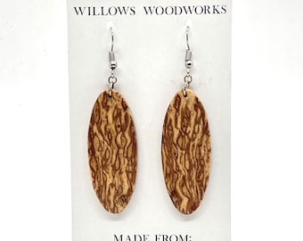 Wood Earrings, Wooden Jewelry, Hoop Earring, Lightweight Earrings, Dangle Earrings, Large Earrings, Circle Earrings, White Oak Wood