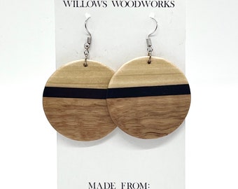 Wood Earrings, Wooden Jewelry, Hoop Earring, Lightweight Earrings, Dangle Earrings, Large Earrings, Circle Earring, Large Wood Jewelry