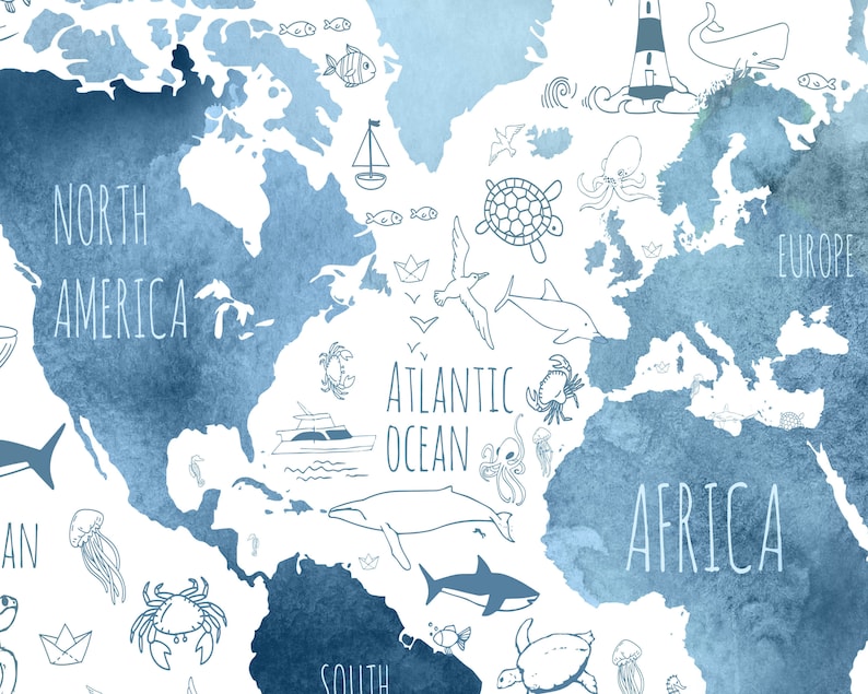 Toddler boy room decor Set of 3 prints Sky blue nursery art Etsy