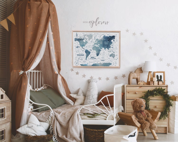 less than half the price watercolor world map print