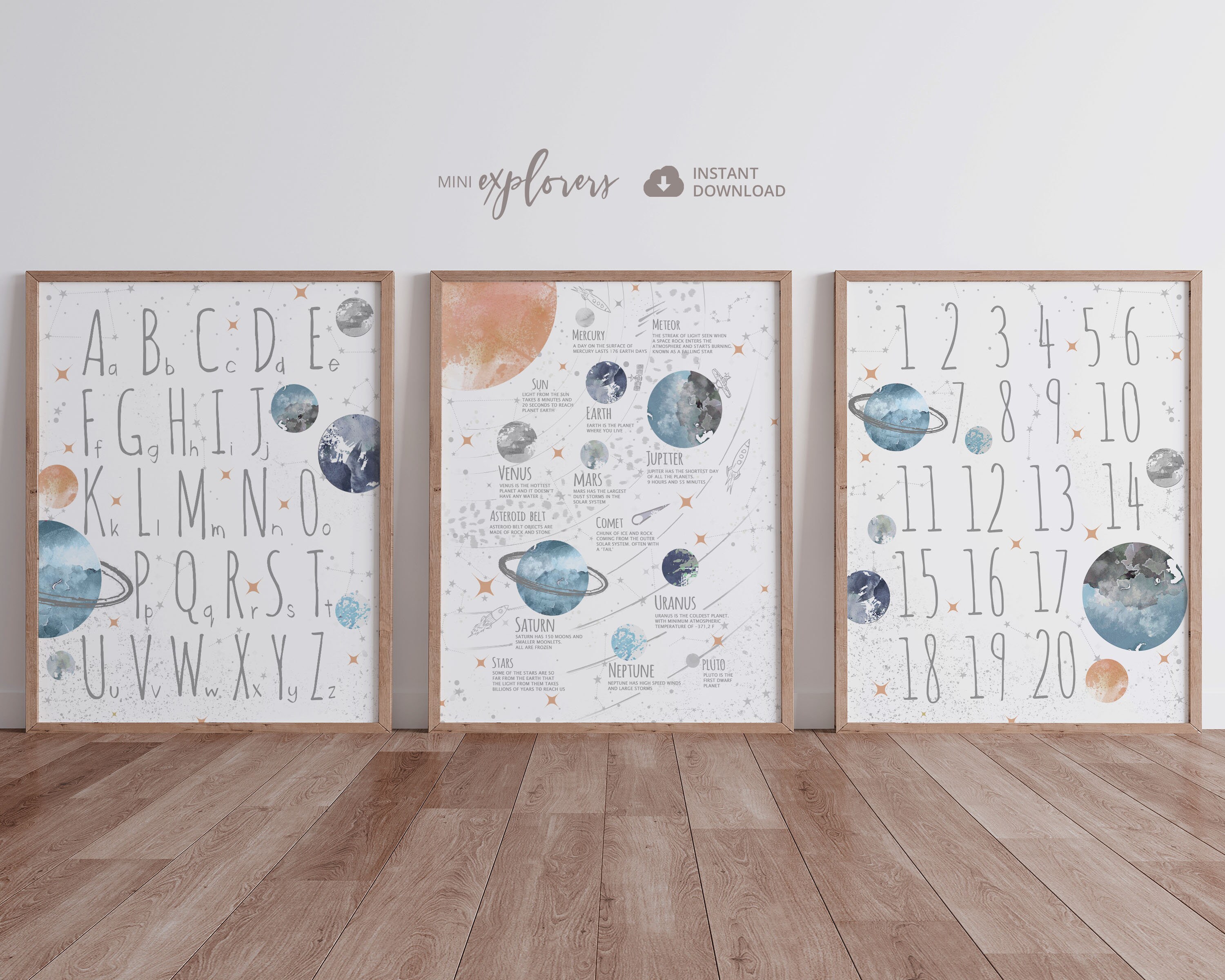 Solar System Print Set of 3 - Instant Download - Etsy